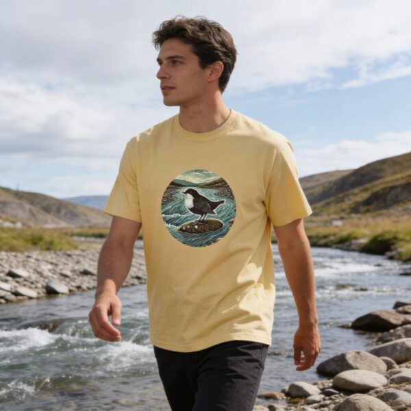 Dipper T-Shirt River Bird Wildlife Illustration UK Nature Tee Birdwatching Gift Stream Bird Shirt White Throated Dipper
