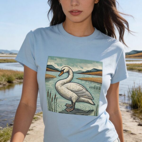 Whooper Swan T-Shirt Winter Swan Wildlife Illustration Wetland Bird Nature Tee Birdwatching Gift UK Migratory Swan Shirt