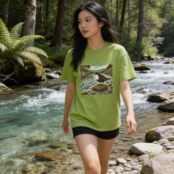 Dipper T-Shirt Welsh Bird Tee, White Throated Dipper Wildlife Shirt, River Bird Gift, Birdwatcher T-Shirt, Nature Lover Tee