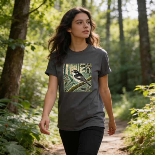 Pied Flycatcher T-shirt Pied Flycatcher T-Shirt Welsh Bird Tee, Woodland Bird Wildlife Shirt, Birdwatcher Gift, Nature Lover T-Shirt, British Bird Tee