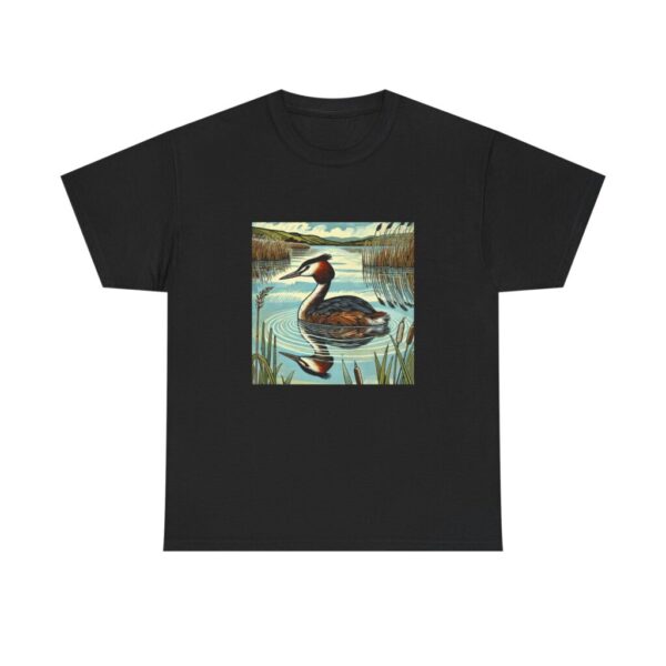 7487708100840259232_2048.jpeg Great Crested Grebe T-Shirt, Welsh Wetland Bird Tee, Wildlife Illustration Shirt, Birdwatcher Gift, Nature Lover T-Shirt, Water Bird Tee